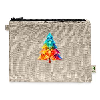 Versatile Magic: Colorful Polygon Pine Tree - Hemp Carry All Pouch - natural - Front