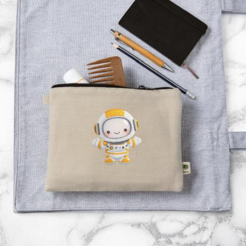 Cute Cartoon Baby Astronaut in White and Yellow - Hemp Carry All Pouch