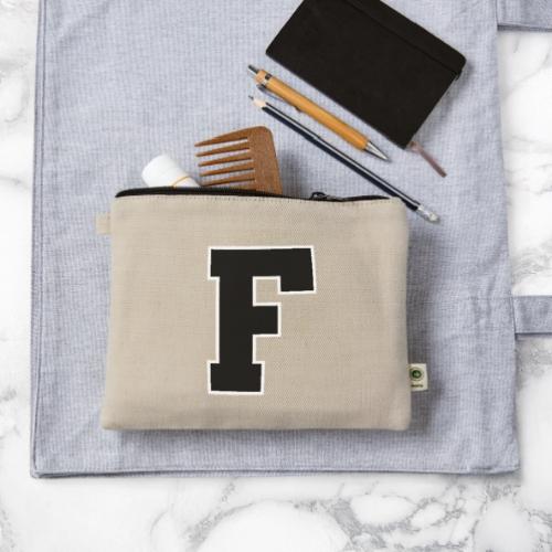 Varsity Letter F Athletic Monogram - Hemp Carry All Pouch