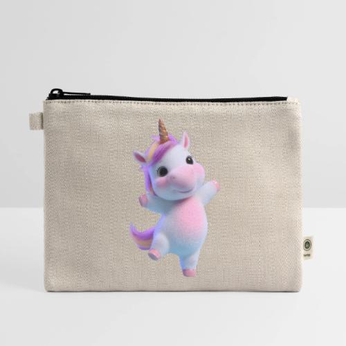 Cute Cartoon Unicorn Dancing Joyfully - Hemp Carry All Pouch