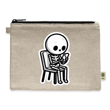 Chill Skeleton on Phone - Hemp Carry All Pouch - natural - Front