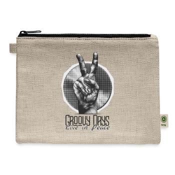 Groovy Peace Hand Sign - Hemp Carry All Pouch - natural - Front