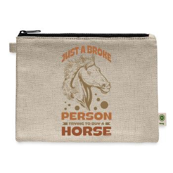 Horse equestrian sport horse racing gift - Hemp Carry All Pouch - natural - Front