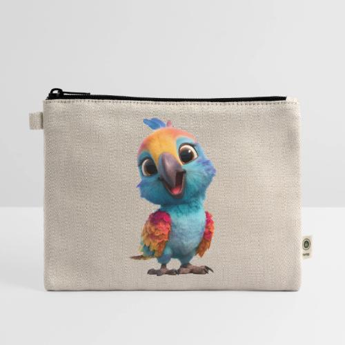 Colorful Cartoon Baby Parrot Design - Hemp Carry All Pouch