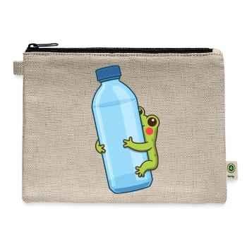 Frog Embracing Water Bottle - Hemp Carry All Pouch - natural - Front