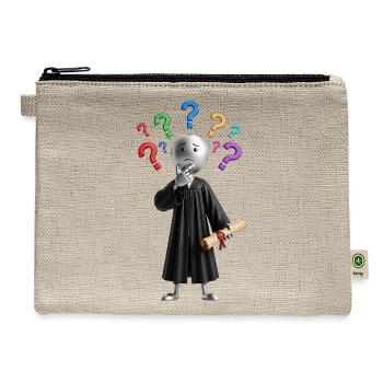 Thoughtful Grad with Question Marks - Hemp Carry All Pouch - natural - Front