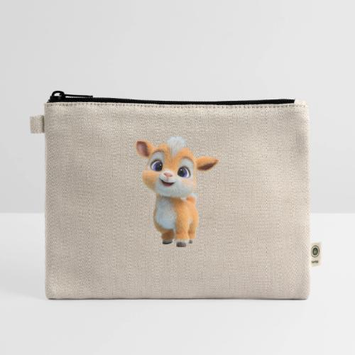 Cute Cartoon Baby Goat with Big Eyes - Hemp Carry All Pouch