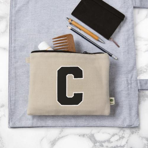 Varsity Letter C Collegiate Monogram - Hemp Carry All Pouch