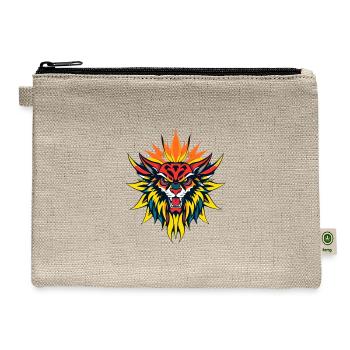 Fiery Wolf Sunburst Emblem - Hemp Carry All Pouch - natural - Front
