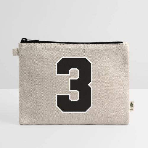 Varsity Number 3 Athletic Font - Hemp Carry All Pouch