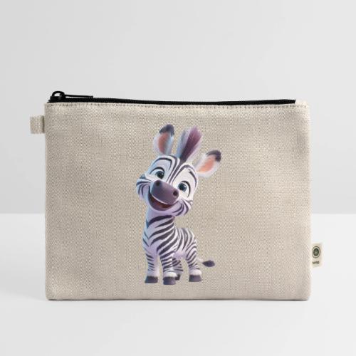 Playful 3D Baby Zebra Smiling Brightly - Hemp Carry All Pouch