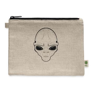 Alien Face, Minimalist Line art - Hemp Carry All Pouch - natural - Front