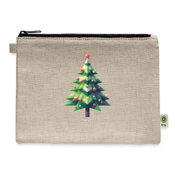 Polygonal Christmas Magic: The Faceted Pine Tree - Hemp Carry All Pouch - natural - Front