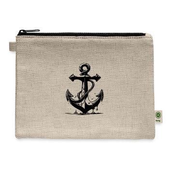 Vintage Old Wet Anchor With Rope - Hemp Carry All Pouch - natural - Front