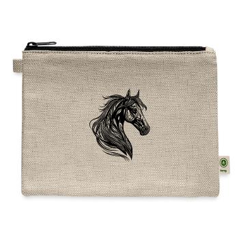 Mare Portrait With Elegant Mane Blowing In The - Hemp Carry All Pouch - natural - Front