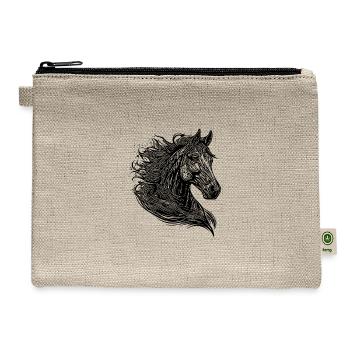 Stallion With Elegant Mane Blowing In The Wind - Hemp Carry All Pouch - natural - Front