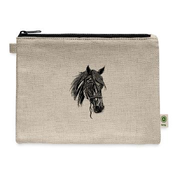 Racy Stallion Horse Horse Dressage Equestrian - Hemp Carry All Pouch - natural - Front