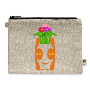 Flower vase that resembles an alien face - Hemp Carry All Pouch - natural - Front