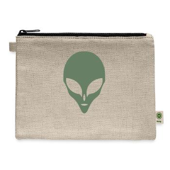 Alien Silhouette Head Face - Hemp Carry All Pouch - natural - Front