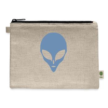 Alien Silhouette Head Face - Hemp Carry All Pouch - natural - Front