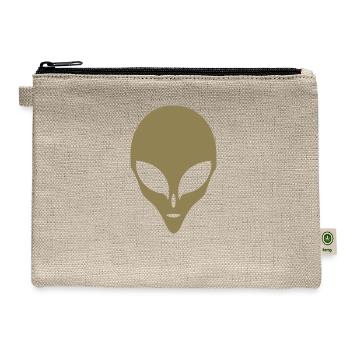 Alien Silhouette Head Face - Hemp Carry All Pouch - natural - Front