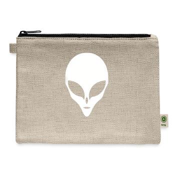 Alien Silhouette Head Face - Hemp Carry All Pouch - natural - Front
