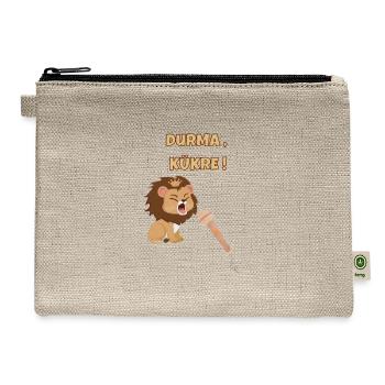 Cute Lion with Crown and Microphone - Hemp Carry All Pouch - natural - Front