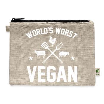 20200716 World s Worst Vegan - Hemp Carry All Pouch - natural - Front
