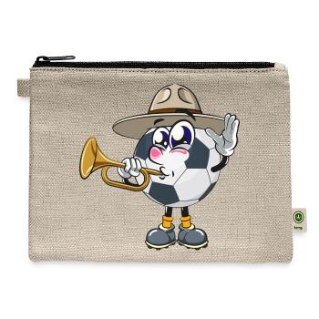 Soccer ball with mountie hat blow the trumpet - Hemp Carry All Pouch - natural - Front