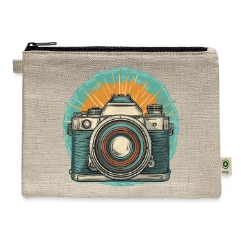 Vintage Analog 35mm Camera Comic Style - Hemp Carry All Pouch - natural - Front