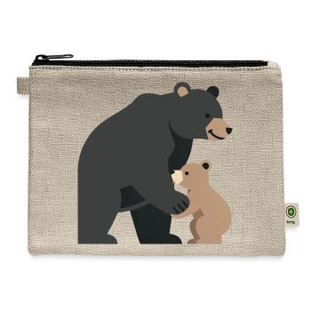 Bear Mama and Cub Silhouette - Hemp Carry All Pouch - natural - Front