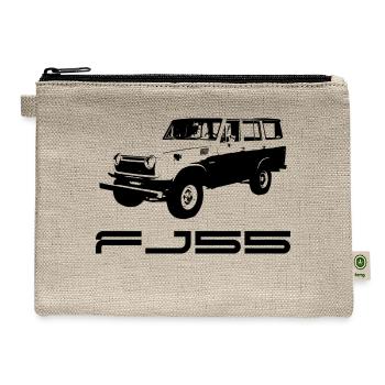 FJ55 BLACK LINE ART WITH LABEL - Hemp Carry All Pouch - natural - Front