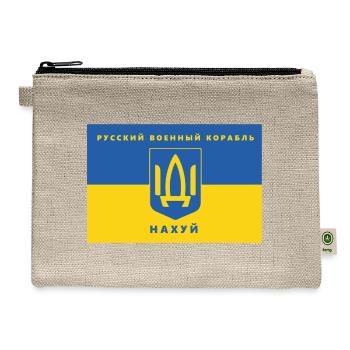 russian warship go EF yourself with Tryzub Emblem - Hemp Carry All Pouch - natural - Front