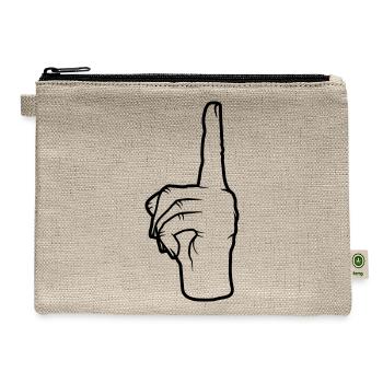 hand gesture upward finger - Hemp Carry All Pouch - natural - Front