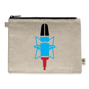 Blue Geometric Crest Microphone - Hemp Carry All Pouch - natural - Front