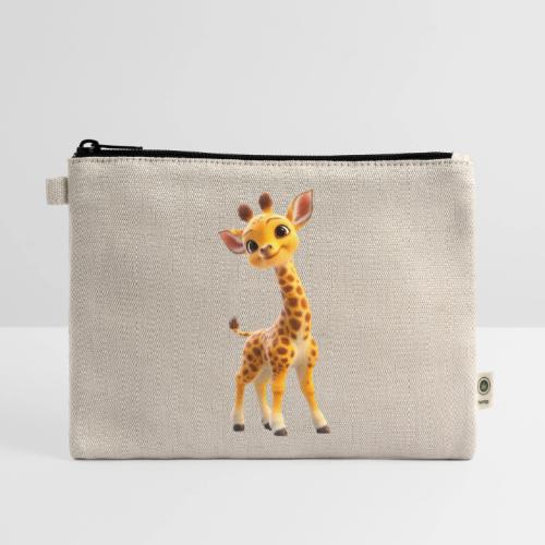 Adorable 3D Baby Giraffe with Big Eyes - Hemp Carry All Pouch