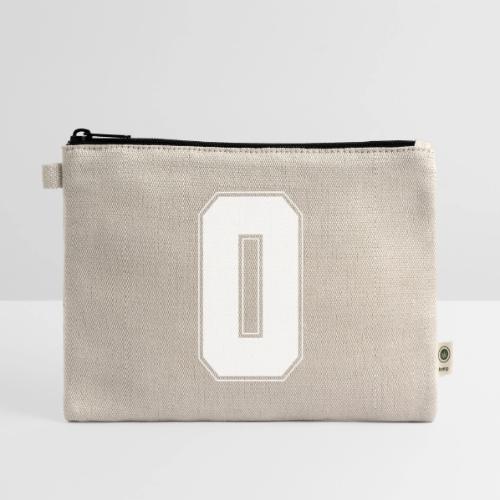 White Number 0 – Varsity Font - Hemp Carry All Pouch