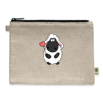 Cute Sheep Lamb Cartoon Clipart Farm Animals Gifts - Hemp Carry All Pouch - natural - Front