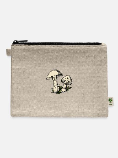 Mushroom Grove Sketch - Hemp Carry All Pouch - natural
