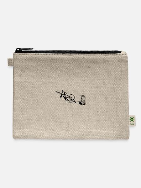 Vintage Hand Holding Dagger Illustration - Classic - Hemp Carry All Pouch - natural
