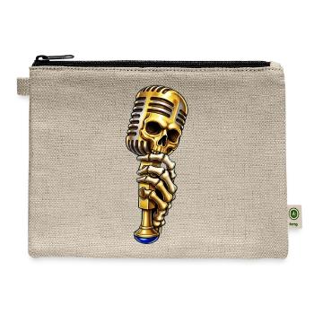 Vintage Gold Skull Microphone  - Hemp Carry All Pouch - natural - Front