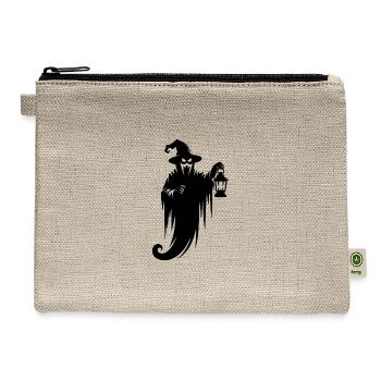 Floating Halloween Ghost With Lamp - Hemp Carry All Pouch - natural - Front