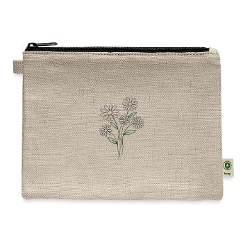 Daisy Line Floral Sketch - Hemp Carry All Pouch - natural - Front