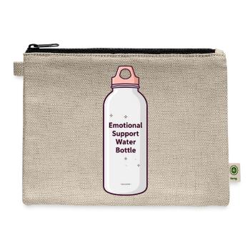 Funny Emotional Support Water Bottle Minimal - Hemp Carry All Pouch - natural - Front