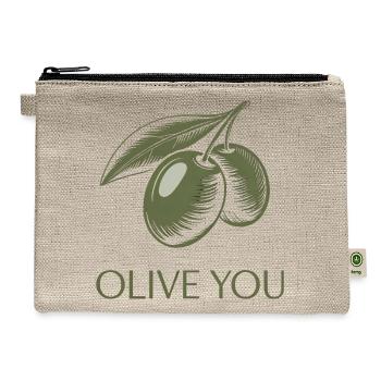 Olive You – Clean Minimal - Hemp Carry All Pouch - natural - Front