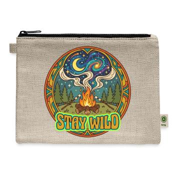 Stay Wild Retro Campfire Starry Night Camping - Hemp Carry All Pouch - natural - Front