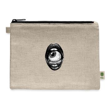 Eye Mouth Surreal Noise Art - Hemp Carry All Pouch - natural - Front