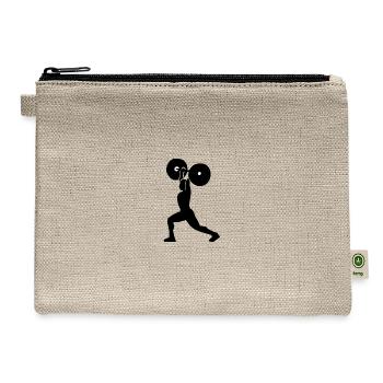 Minimal Black Face Silhouette - Hemp Carry All Pouch - natural - Front