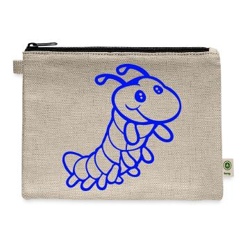 Caterpillar sweet little happy smile cute friendly - Hemp Carry All Pouch - natural - Front
