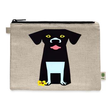 Cute black dog . - Hemp Carry All Pouch - natural - Front